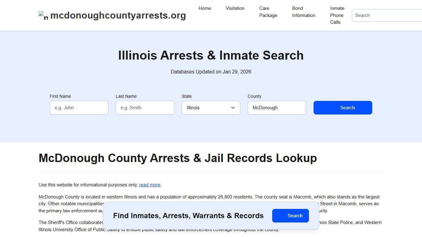 McDonough County, IL Arrests, Warrants, Police Records Search