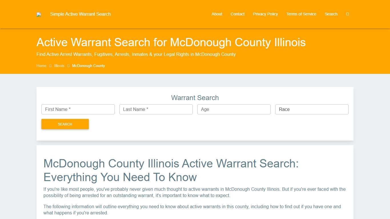 Active Warrant Search in McDonough County Illinois - Outstanding Warrants