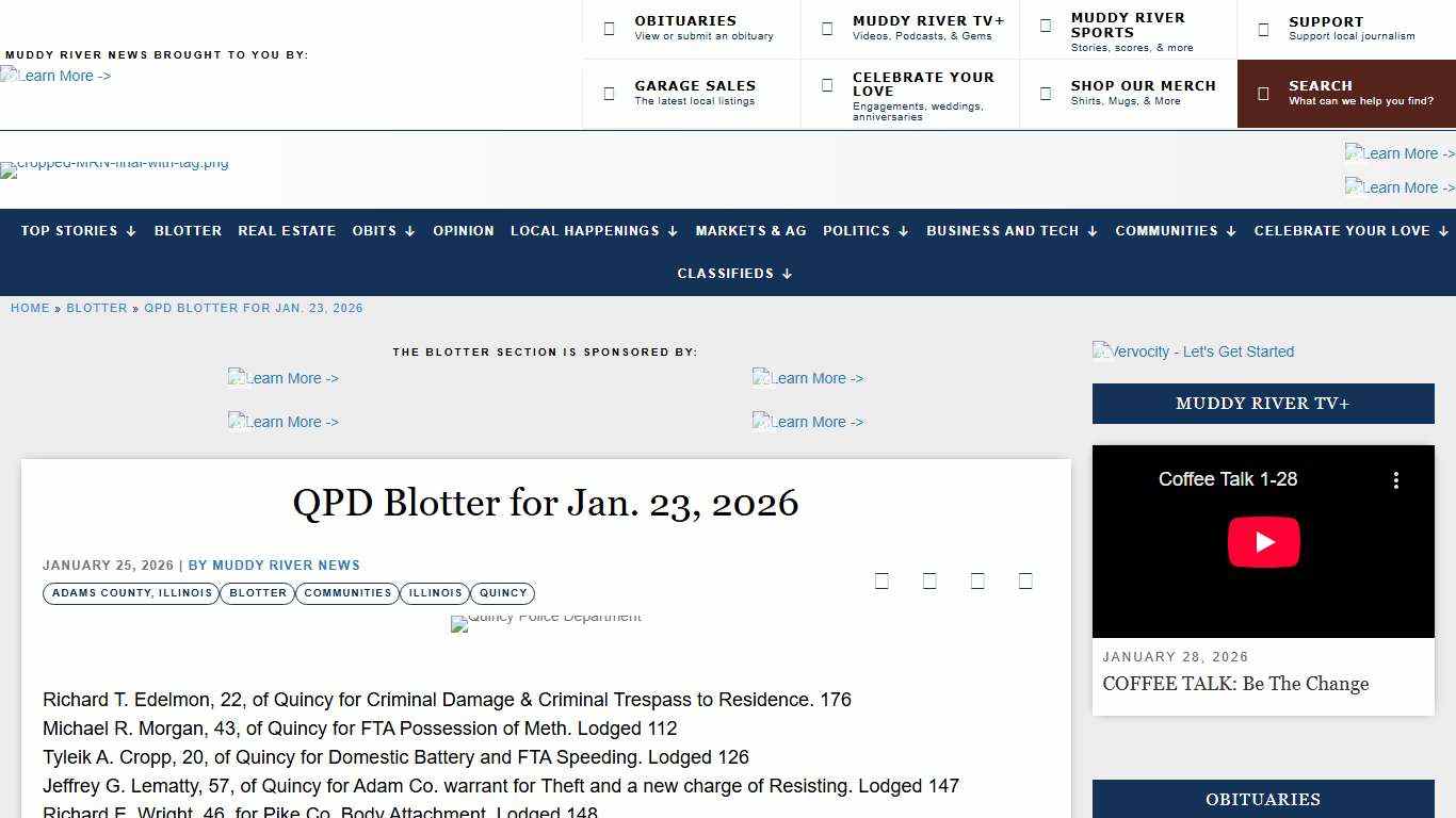 QPD Blotter for Jan. 23, 2026 – Muddy River News